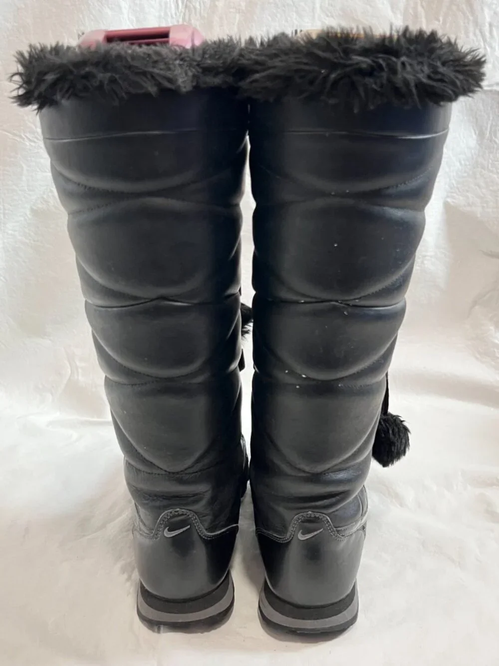 Nike Winter Hi 3 Premium Sneaker Boots black leather pom pom womens 7.5 tall